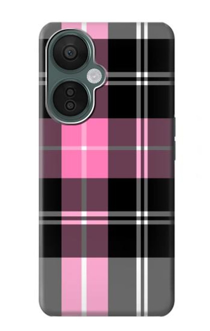 W3091 Pink Plaid Pattern Hard Case and Leather Flip Case For OnePlus Nord CE 3 Lite, Nord N30 5G