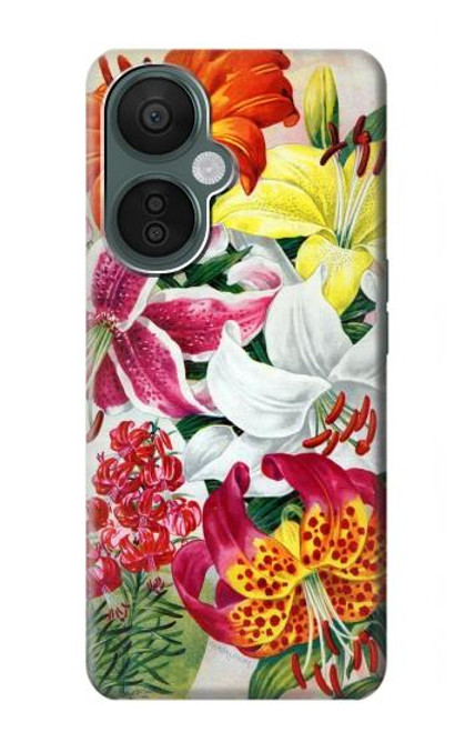 W3205 Retro Art Flowers Hard Case and Leather Flip Case For OnePlus Nord CE 3 Lite, Nord N30 5G