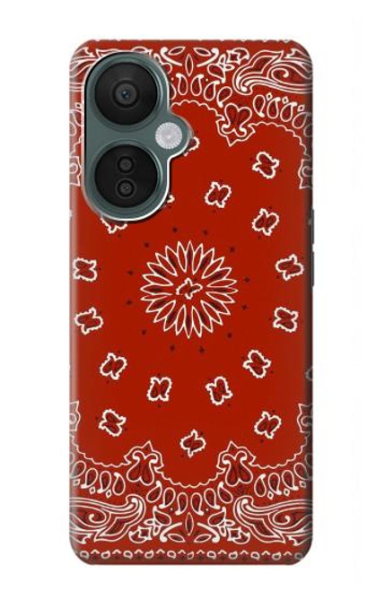 W3355 Bandana Red Pattern Hard Case and Leather Flip Case For OnePlus Nord CE 3 Lite, Nord N30 5G