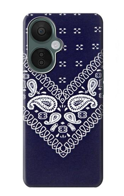 W3357 Navy Blue Bandana Pattern Hard Case and Leather Flip Case For OnePlus Nord CE 3 Lite, Nord N30 5G