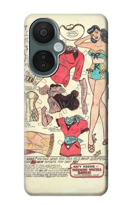 W3820 Vintage Cowgirl Fashion Paper Doll Hard Case and Leather Flip Case For OnePlus Nord CE 3 Lite, Nord N30 5G