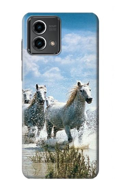 W0250 White Horse Hard Case and Leather Flip Case For Motorola Moto G Stylus 5G (2023)