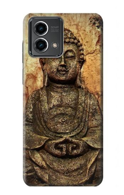 W0344 Buddha Rock Carving Hard Case and Leather Flip Case For Motorola Moto G Stylus 5G (2023)