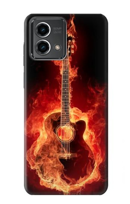 W0415 Fire Guitar Burn Hard Case and Leather Flip Case For Motorola Moto G Stylus 5G (2023)