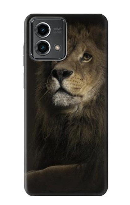 W0472 Lion Hard Case and Leather Flip Case For Motorola Moto G Stylus 5G (2023)