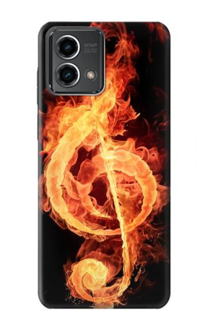 W0493 Music Note Burn Hard Case and Leather Flip Case For Motorola Moto G Stylus 5G (2023)