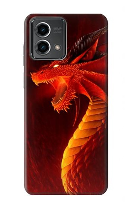 W0526 Red Dragon Hard Case and Leather Flip Case For Motorola Moto G Stylus 5G (2023)