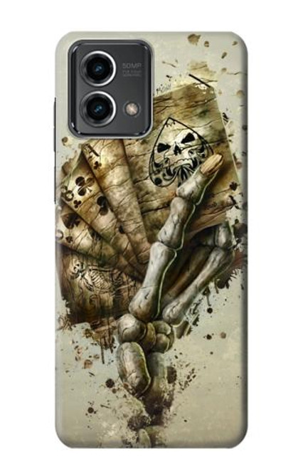 W0550 Skull Card Poker Hard Case and Leather Flip Case For Motorola Moto G Stylus 5G (2023)