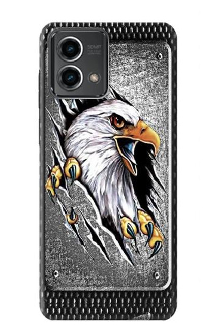 W0855 Eagle Metal Hard Case and Leather Flip Case For Motorola Moto G Stylus 5G (2023)