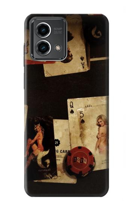 W1069 Old Vintage Sexy Poker Hard Case and Leather Flip Case For Motorola Moto G Stylus 5G (2023)