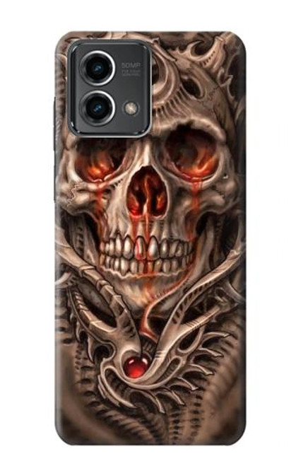 W1675 Skull Blood Tattoo Hard Case and Leather Flip Case For Motorola Moto G Stylus 5G (2023)