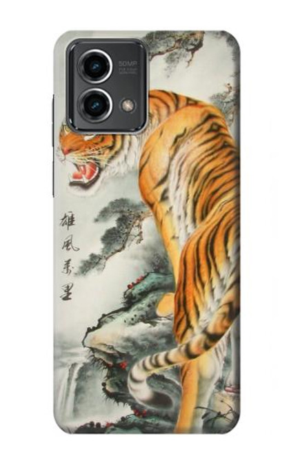 W1934 Chinese Tiger Painting Hard Case and Leather Flip Case For Motorola Moto G Stylus 5G (2023)