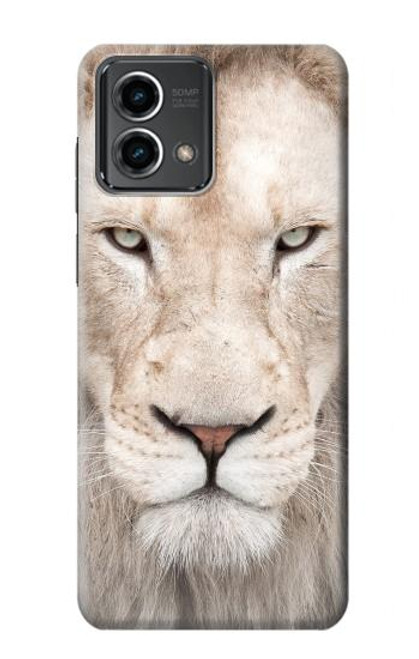 W2399 White Lion Face Hard Case and Leather Flip Case For Motorola Moto G Stylus 5G (2023)