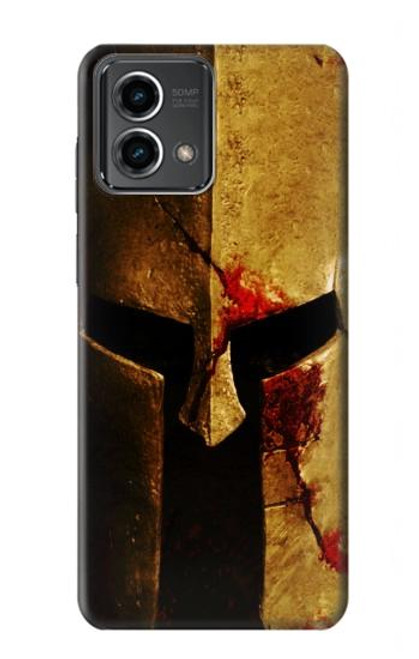 W2439 Warrior Spartan Helmet Hard Case and Leather Flip Case For Motorola Moto G Stylus 5G (2023)