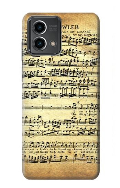 W2667 The Fowler Mozart Music Sheet Hard Case and Leather Flip Case For Motorola Moto G Stylus 5G (2023)