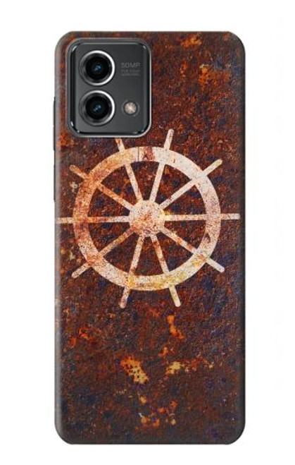 W2766 Ship Wheel Rusty Texture Hard Case and Leather Flip Case For Motorola Moto G Stylus 5G (2023)