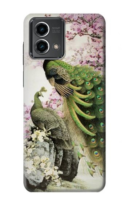 W2773 Peacock Chinese Brush Painting Hard Case and Leather Flip Case For Motorola Moto G Stylus 5G (2023)