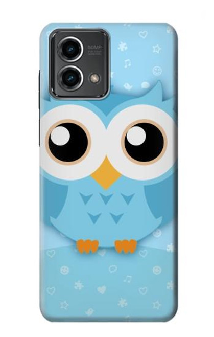 W3029 Cute Blue Owl Hard Case and Leather Flip Case For Motorola Moto G Stylus 5G (2023)