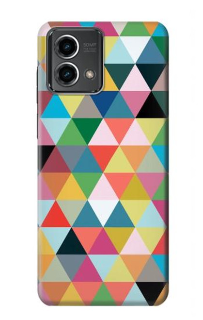 W3049 Triangles Vibrant Colors Hard Case and Leather Flip Case For Motorola Moto G Stylus 5G (2023)