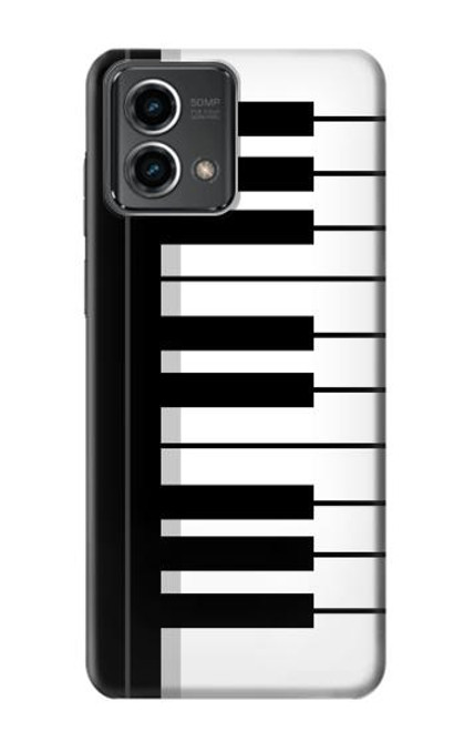 W3078 Black and White Piano Keyboard Hard Case and Leather Flip Case For Motorola Moto G Stylus 5G (2023)