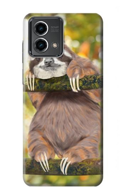 W3138 Cute Baby Sloth Paint Hard Case and Leather Flip Case For Motorola Moto G Stylus 5G (2023)