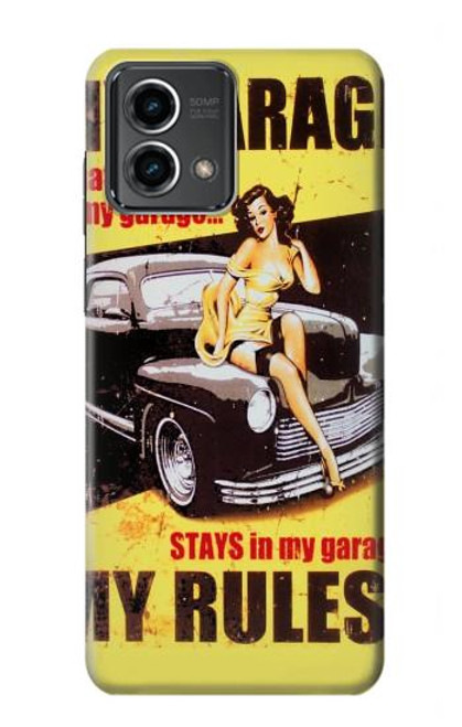 W3198 My Garage Pinup Girl Hard Case and Leather Flip Case For Motorola Moto G Stylus 5G (2023)