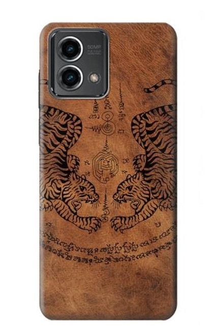 W3209 Sak Yant Twin Tiger Hard Case and Leather Flip Case For Motorola Moto G Stylus 5G (2023)