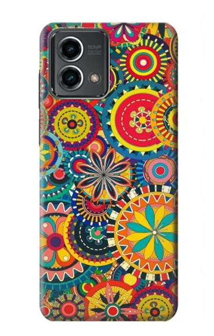 W3272 Colorful Pattern Hard Case and Leather Flip Case For Motorola Moto G Stylus 5G (2023)