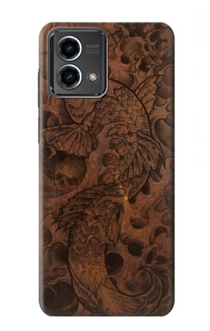 W3405 Fish Tattoo Leather Graphic Print Hard Case and Leather Flip Case For Motorola Moto G Stylus 5G (2023)