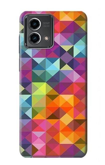 W3477 Abstract Diamond Pattern Hard Case and Leather Flip Case For Motorola Moto G Stylus 5G (2023)