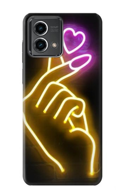 W3512 Cute Mini Heart Neon Graphic Hard Case and Leather Flip Case For Motorola Moto G Stylus 5G (2023)