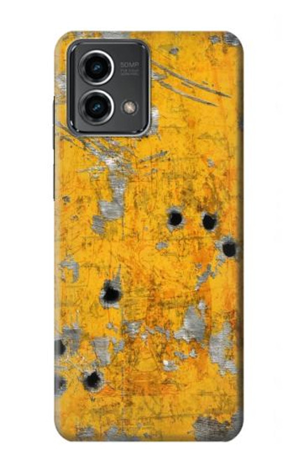 W3528 Bullet Rusting Yellow Metal Hard Case and Leather Flip Case For Motorola Moto G Stylus 5G (2023)