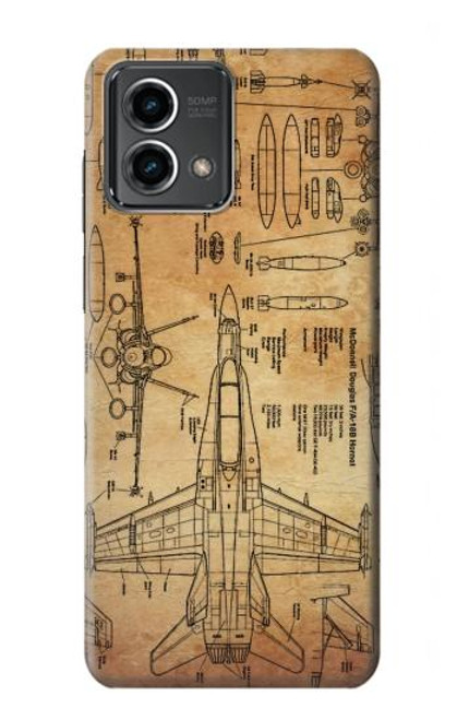 W3868 Aircraft Blueprint Old Paper Hard Case and Leather Flip Case For Motorola Moto G Stylus 5G (2023)