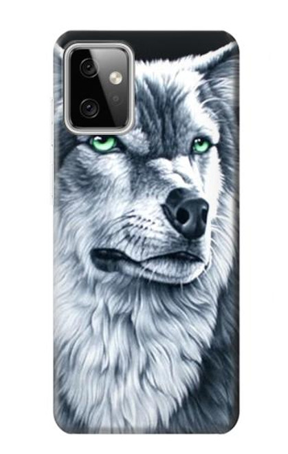 W0123 Grim White Wolf Hard Case and Leather Flip Case For Motorola Moto G Power (2023) 5G