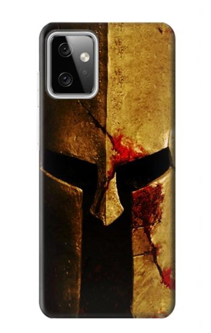 W2439 Warrior Spartan Helmet Hard Case and Leather Flip Case For Motorola Moto G Power (2023) 5G