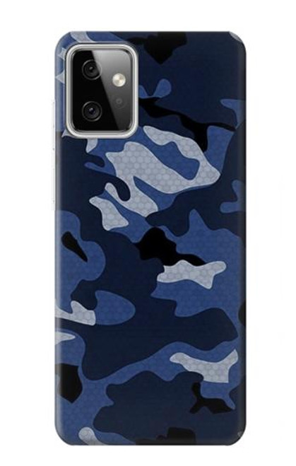 W2959 Navy Blue Camo Camouflage Hard Case and Leather Flip Case For Motorola Moto G Power (2023) 5G