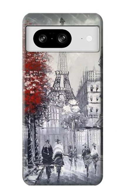 W1295 Eiffel Painting of Paris Hard Case and Leather Flip Case For Google Pixel 8