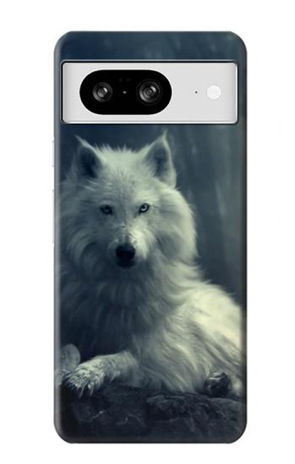 W1516 White Wolf Hard Case and Leather Flip Case For Google Pixel 8