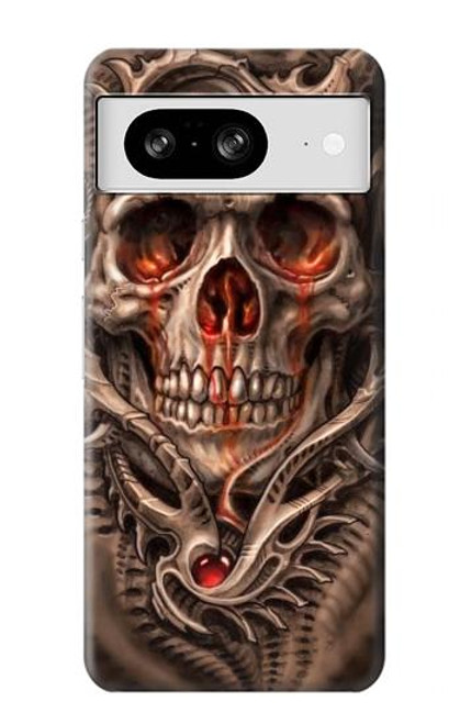 W1675 Skull Blood Tattoo Hard Case and Leather Flip Case For Google Pixel 8