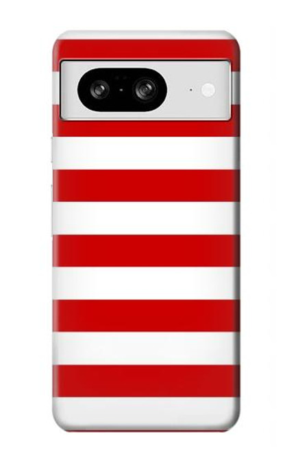 W2364 Red and White Striped Hard Case and Leather Flip Case For Google Pixel 8