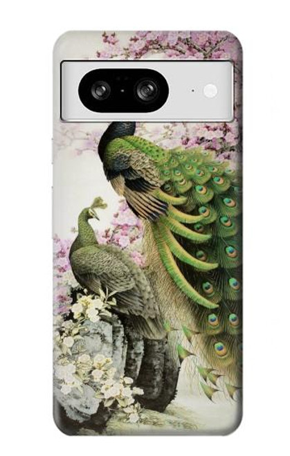 W2773 Peacock Chinese Brush Painting Hard Case and Leather Flip Case For Google Pixel 8