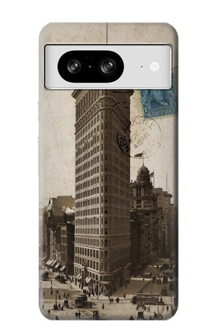 W2832 New York 1903 Flatiron Building Postcard Hard Case and Leather Flip Case For Google Pixel 8