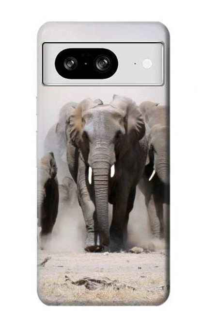 W3142 African Elephant Hard Case and Leather Flip Case For Google Pixel 8