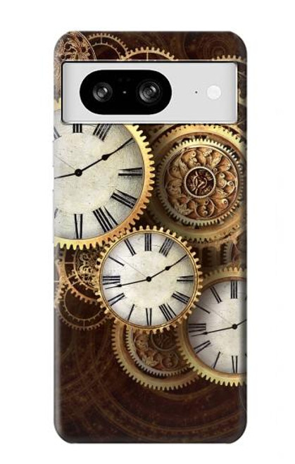 W3172 Gold Clock Live Hard Case and Leather Flip Case For Google Pixel 8