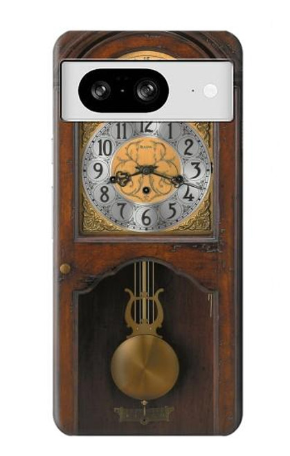 W3173 Grandfather Clock Antique Wall Clock Hard Case and Leather Flip Case For Google Pixel 8