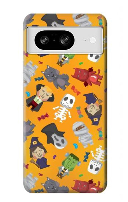 W3275 Cute Halloween Cartoon Pattern Hard Case and Leather Flip Case For Google Pixel 8