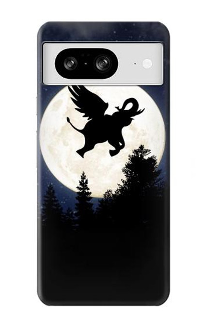 W3323 Flying Elephant Full Moon Night Hard Case and Leather Flip Case For Google Pixel 8