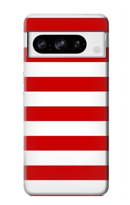 W2364 Red and White Striped Hard Case and Leather Flip Case For Google Pixel 8 pro