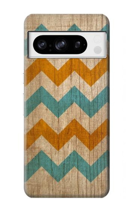 W3033 Vintage Wood Chevron Graphic Printed Hard Case and Leather Flip Case For Google Pixel 8 pro