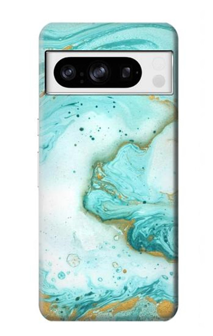 W3399 Green Marble Graphic Print Hard Case and Leather Flip Case For Google Pixel 8 pro